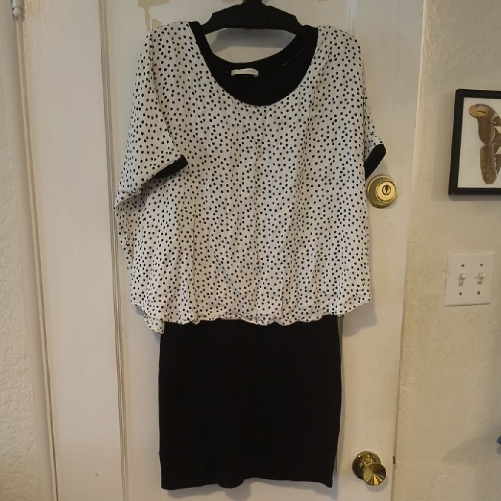 Promod | Monochrome Polka Dot Midi Dress